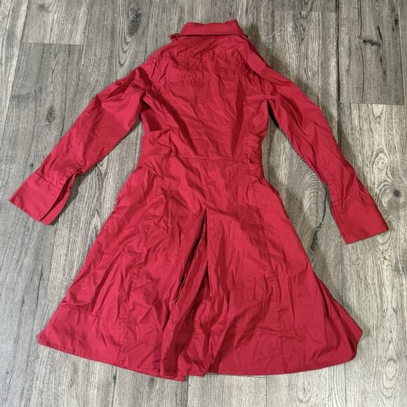 Ecetera Women’s Jacket Button Up Dress Long Sleeve Red Size 4 - Picture 3 of 3